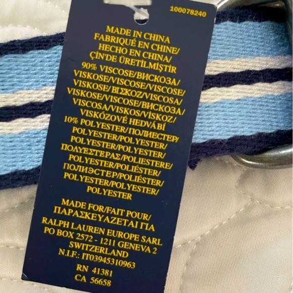 NWT Navy/Light Blue/White 36” Polo by Ralph Lauren Belt - Picture 8 of 9